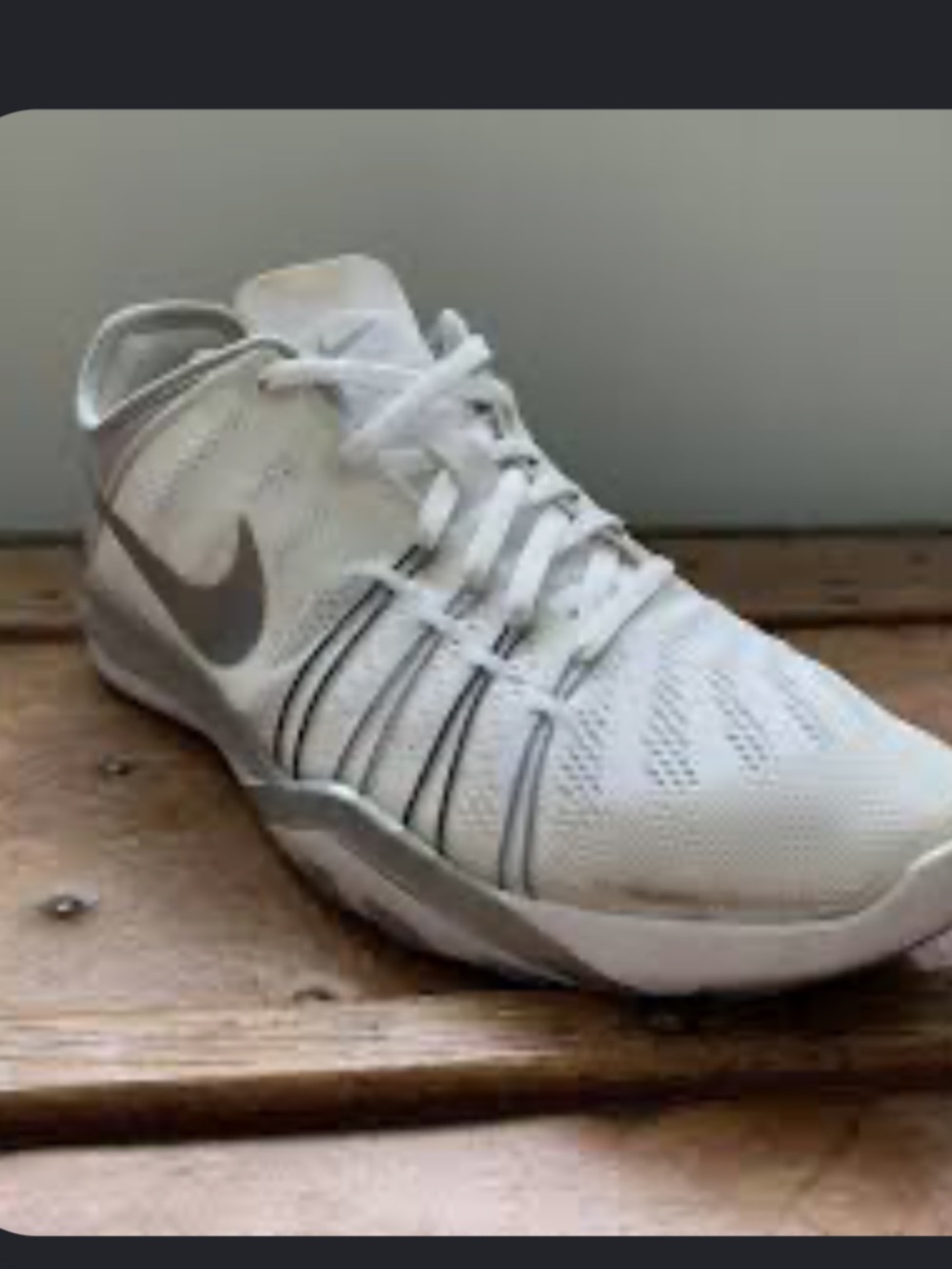 Nike Kids White and Metallic Silver Training Sneakers